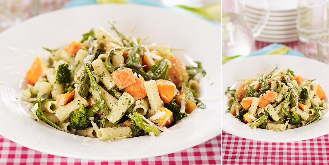 Ruccolapasta med parmesanost